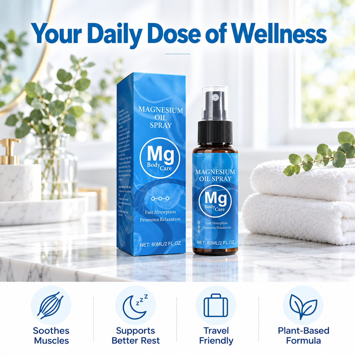 Mg BodyCare™ Magnesium Oil Spray – Your Daily Relaxation & Self-Care Ritual | 60ml