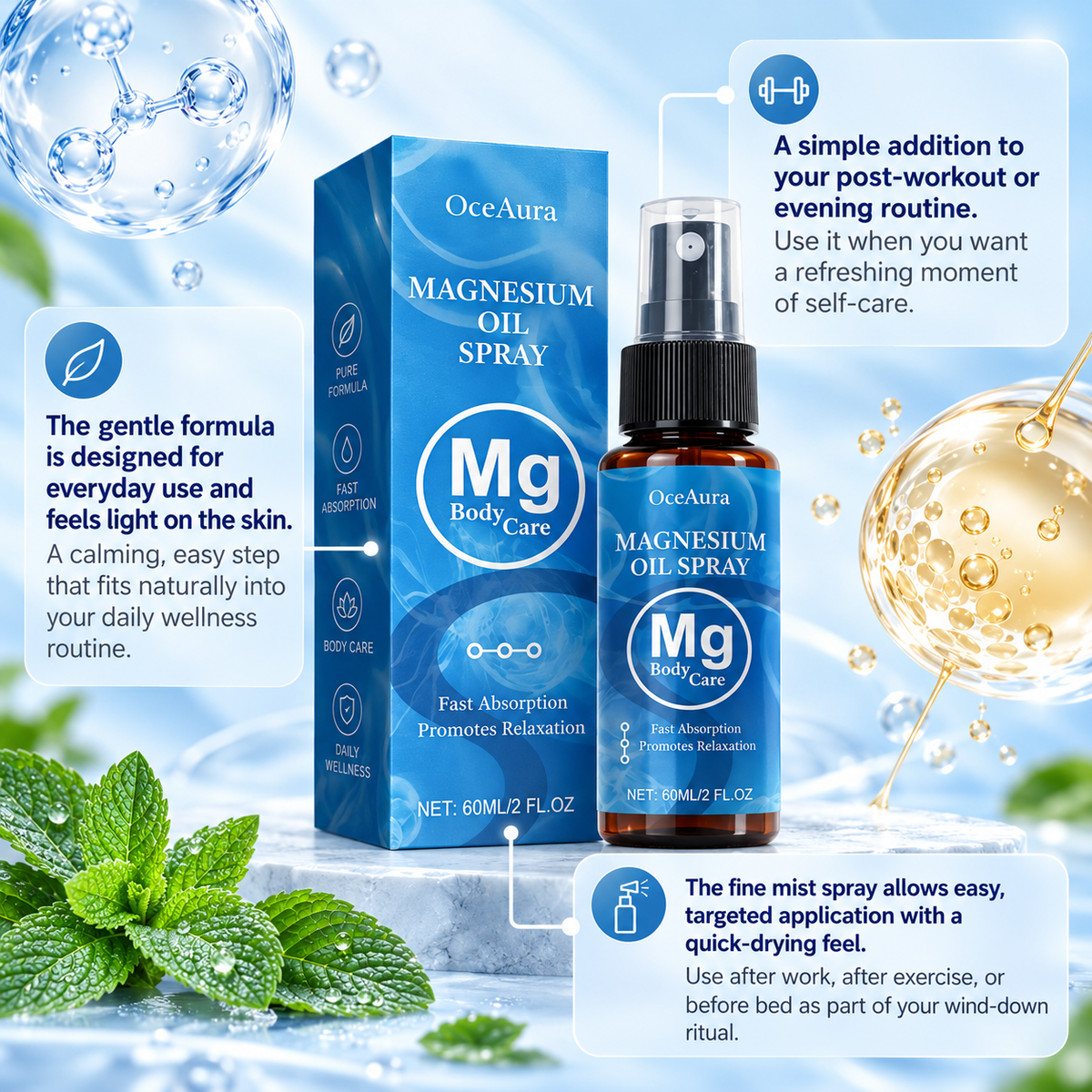 Mg BodyCare™ Magnesium Oil Spray – Your Daily Relaxation & Self-Care Ritual | 60ml
